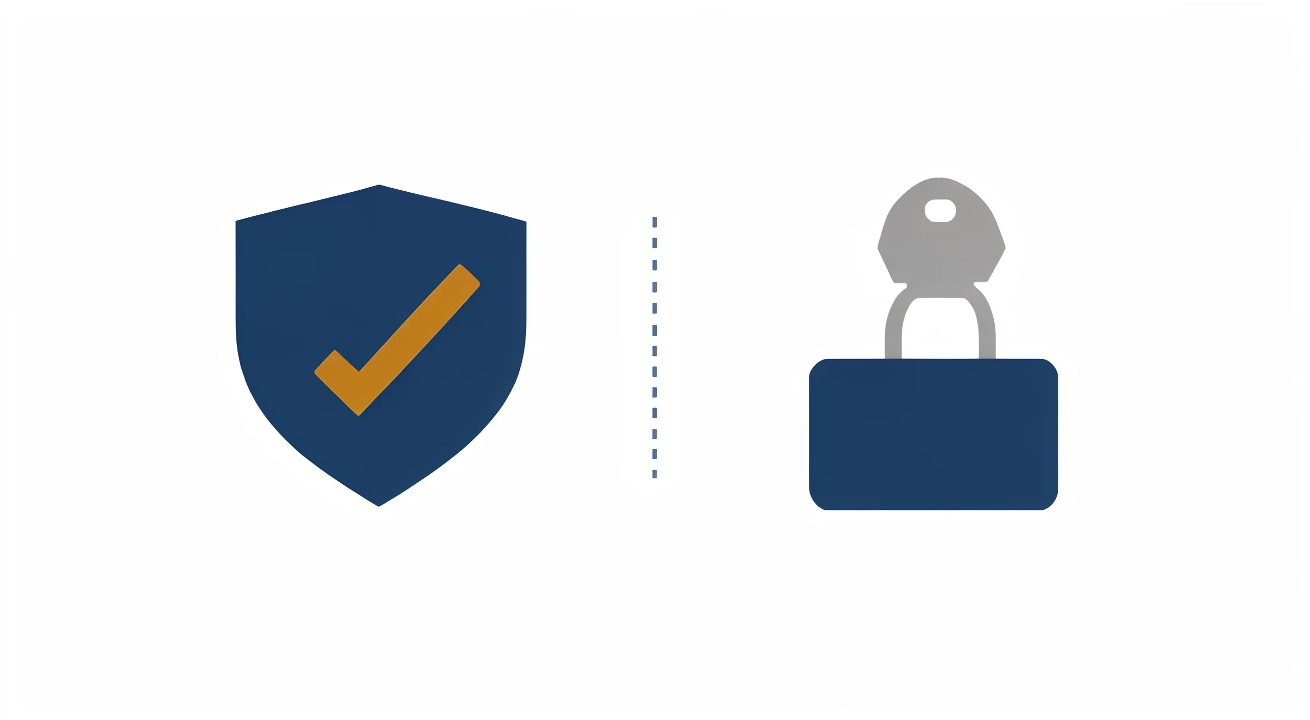 A shield icon on the left labelled with a checkmark representing Zero Trust, and a traditional lock and key icon on the right representing a VPN, side by side for comparison